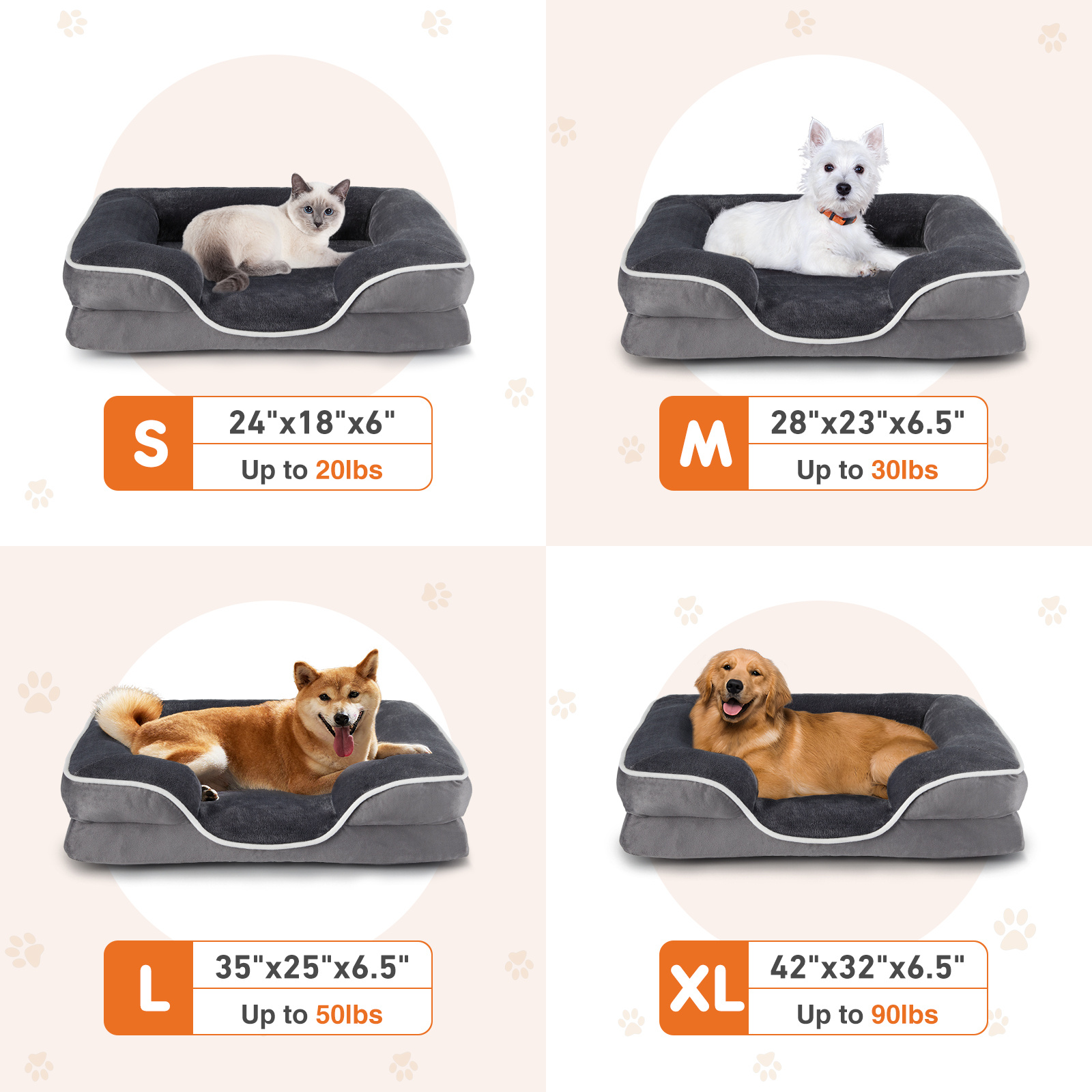 Removable Cover Pet Bed for Dogs & Cats | Memory Foam Pet Bed - Image 8