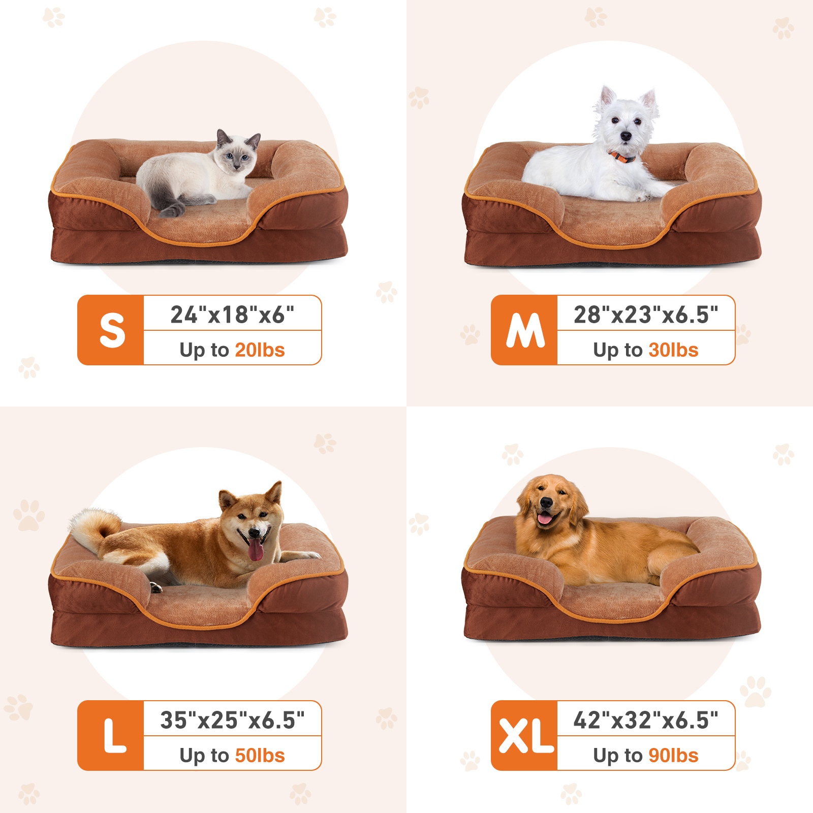 Removable Cover Pet Bed for Dogs & Cats | Memory Foam Pet Bed - Image 7
