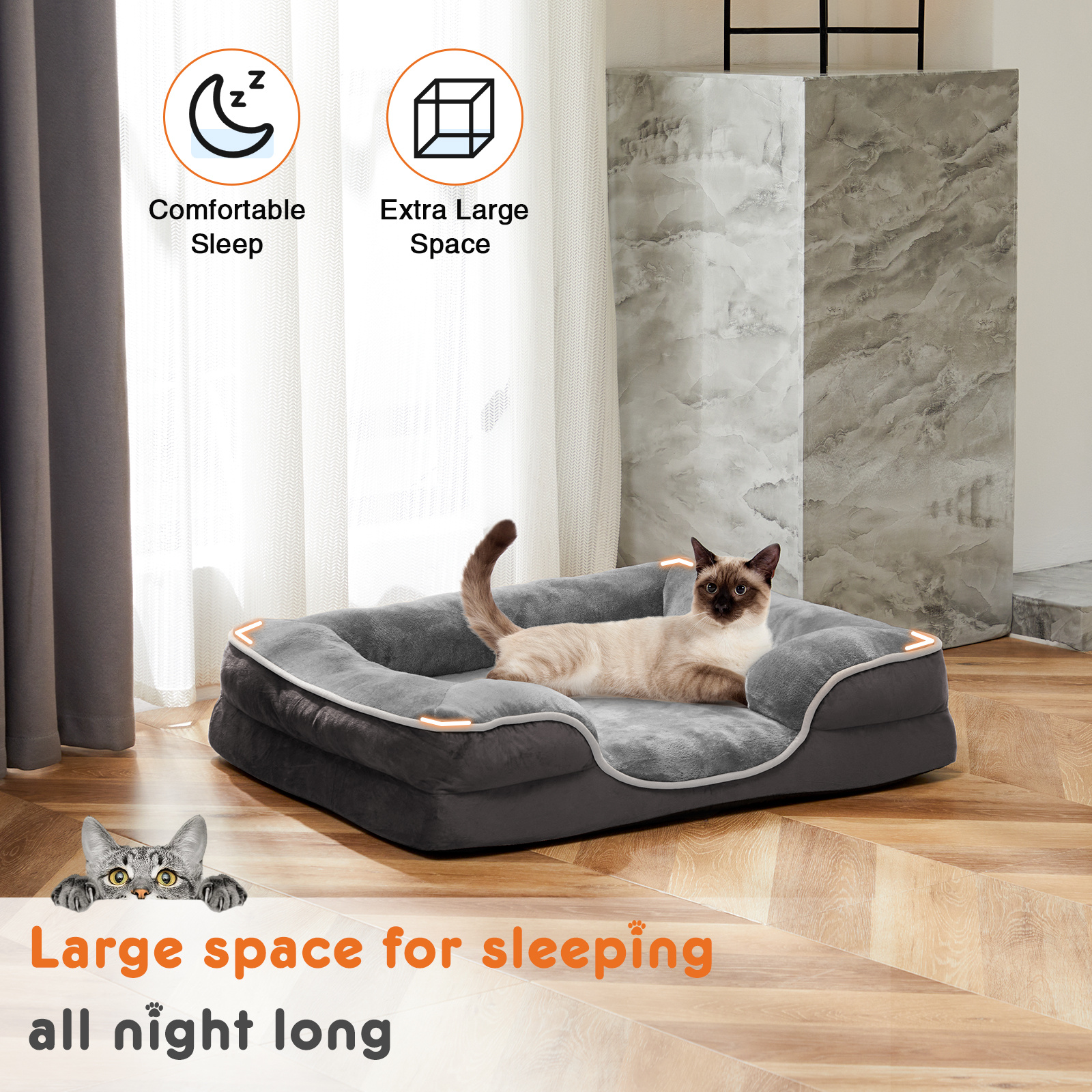 Removable Cover Pet Bed for Dogs & Cats | Memory Foam Pet Bed - Image 9