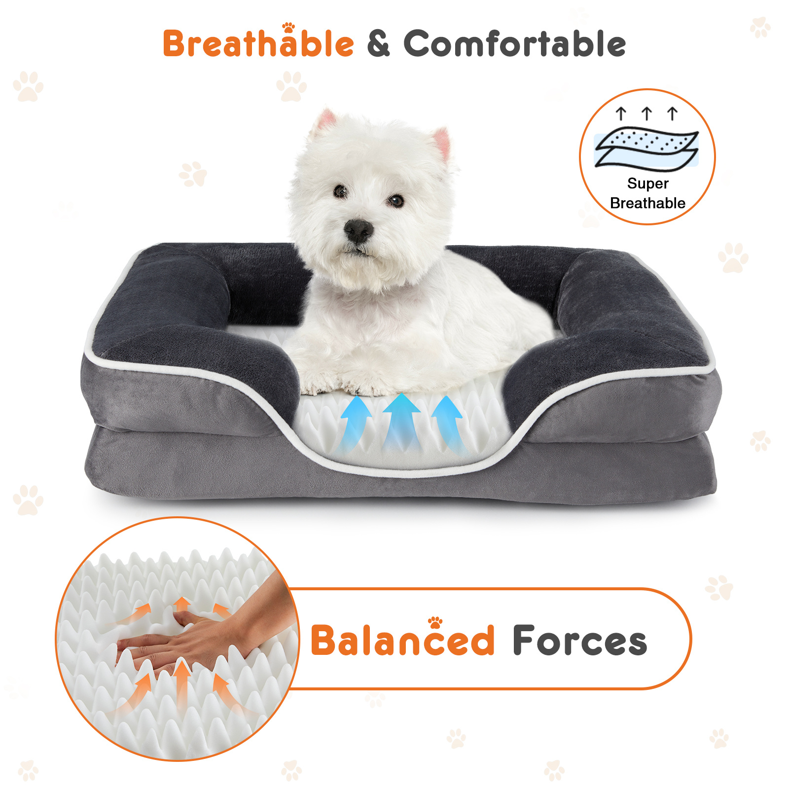 Removable Cover Pet Bed for Dogs & Cats | Memory Foam Pet Bed - Image 5