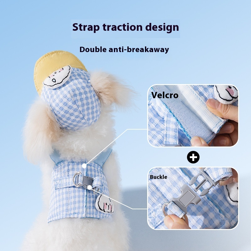 Adjustable Pet Sunshade Hat with Chest Harness and Handheld Leash - Image 2