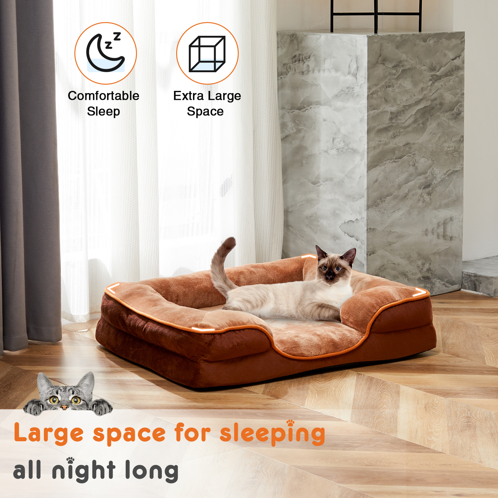 Removable Cover Pet Bed for Dogs & Cats | Memory Foam Pet Bed - Image 3